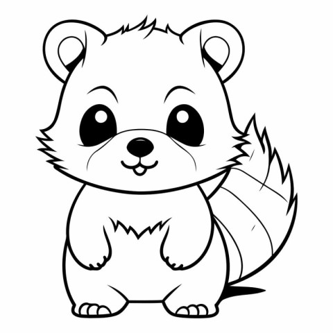 Black and White Cute Squirrel Cartoon Mascot Character Illustrat