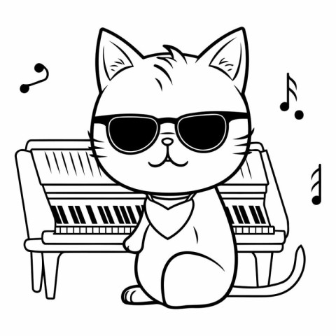 cute cat with sunglasses cartoon vector illustration graphic des