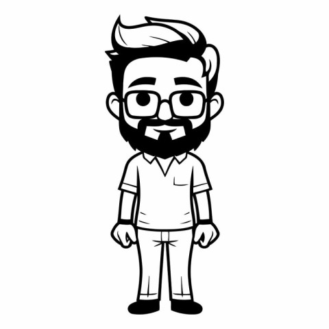 Hipster man cartoon with beard and glasses vector illustration g