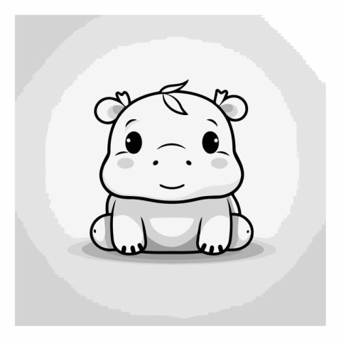 Cute hippopotamus cartoon on gray background.