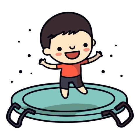 Cute boy jumping on a trampoline.