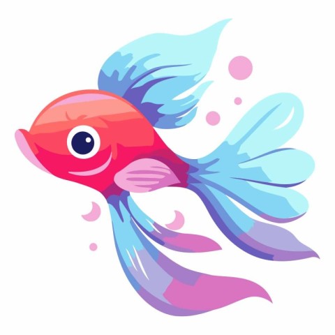 Illustration of a cute cartoon goldfish isolated on a white back