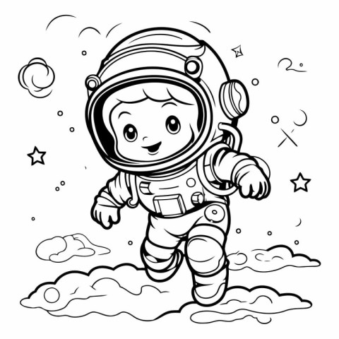 Coloring book for children: astronaut on the moon