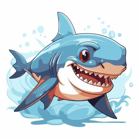 Shark isolated on white background. Cartoon style.