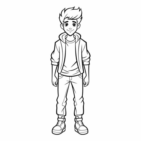 cute boy with casual clothes cartoon vector illustration graphic