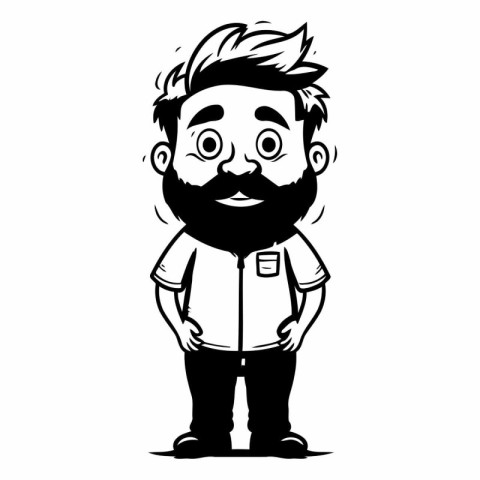 Vector illustration of a hipster man with a mustache and beard.