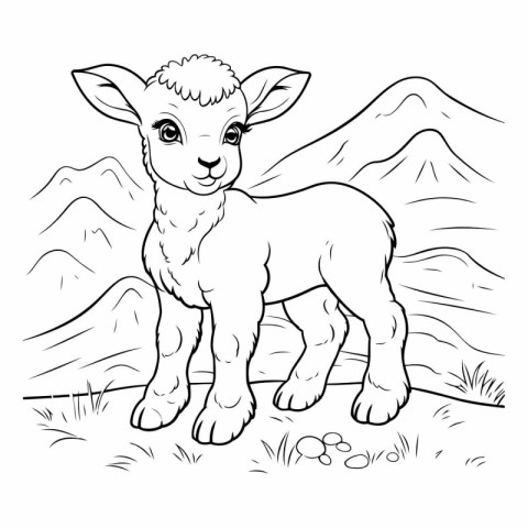 Cute alpaca. Black and white vector illustration for coloring bo