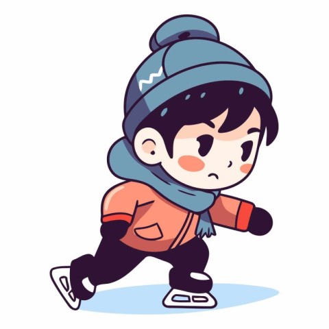 Cute boy skating on ice. Winter sport.