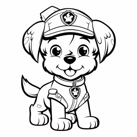 Cute Cartoon Dog Police Officer Mascot Vector Illustration.