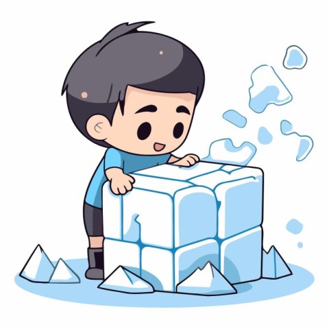 boy trying to build ice cube of boy trying to build ice cube.