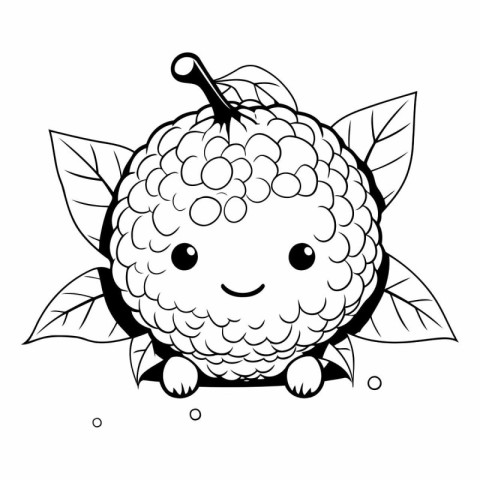 Cute kawaii orange fruit character with leaves.