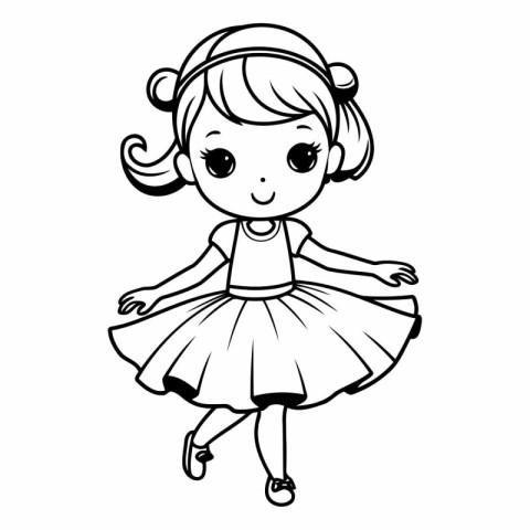 Cute little girl ballerina for coloring book.