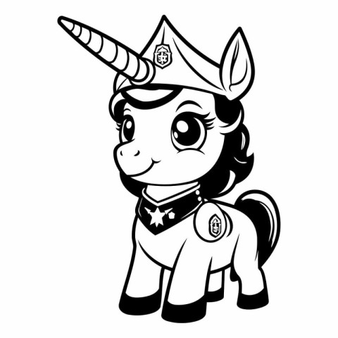 Unicorn Monochrome Cartoon Mascot Vector Illustration