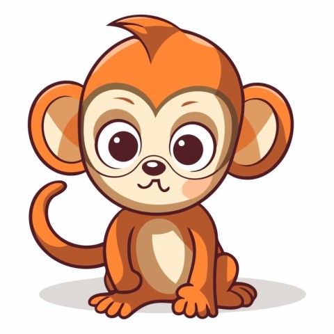 Cute cartoon monkey isolated on a white background.