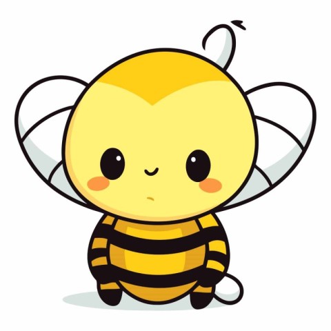 Cute bee cartoon isolated on a white background.