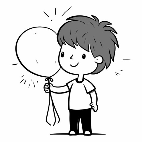 Boy holding a balloon. sketch for your design.