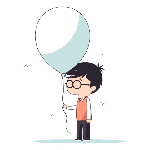 Man holding balloon of male character in cartoon style.