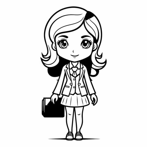 Cute little schoolgirl with a briefcase.