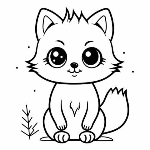 Cute cartoon cat. Coloring page for children.