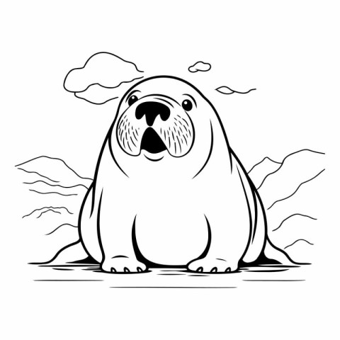 Vector illustration of a seal on a white background. Coloring bo