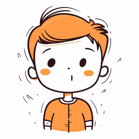 Illustration of a boy with orange hair wearing an orange shirt.