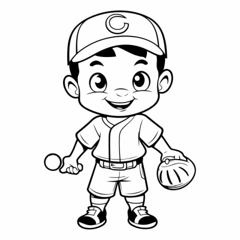 Baseball Player Cartoon Mascot Character Vector Illustration Des