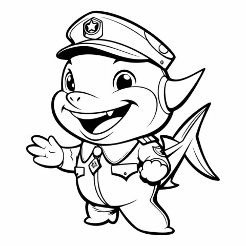 Illustration of a Cute Fish Captain Cartoon Mascot Character