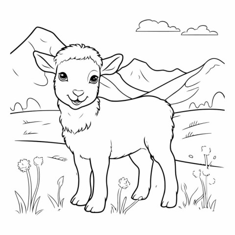 Coloring Page Outline Of Cartoon Sheep.