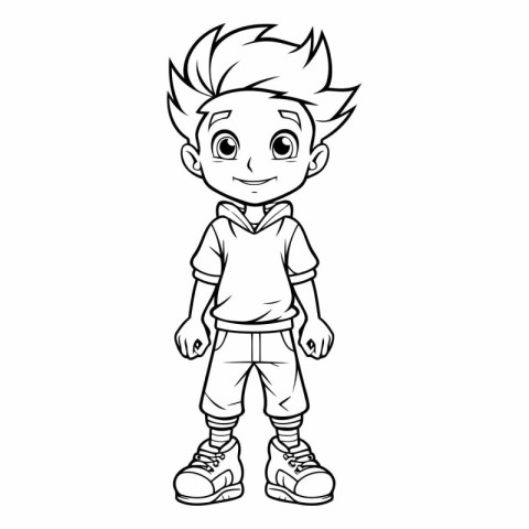 Cute cartoon boy of a little boy. Coloring book for children.