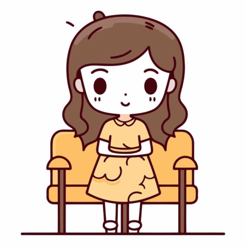 Illustration of a Cute Girl Sitting on a Chair - Vector