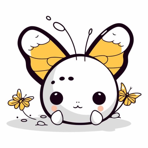 Butterfly Cute Cartoon Mascot Character Vector Illustration