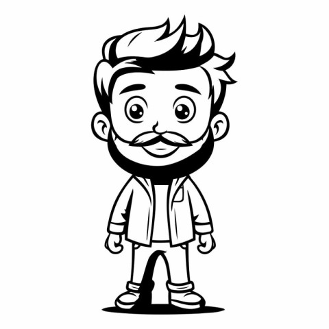 Hipster Man Cartoon Mascot Character Vector Illustration.