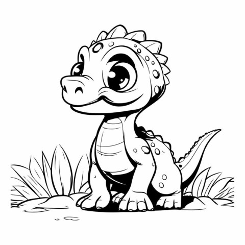 Cute cartoon baby dinosaur for coloring book or page.