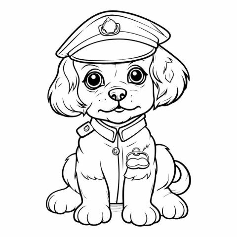 Puppy in the form of a police officer. Cartoon vector illustrati