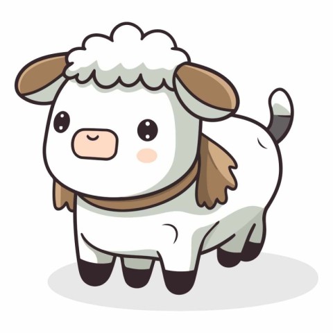 Sheep cute animal cartoon character vector illustration. Cute ca