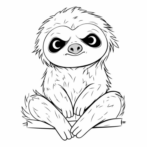 Cute cartoon sloth. Hand drawn vector illustration for coloring