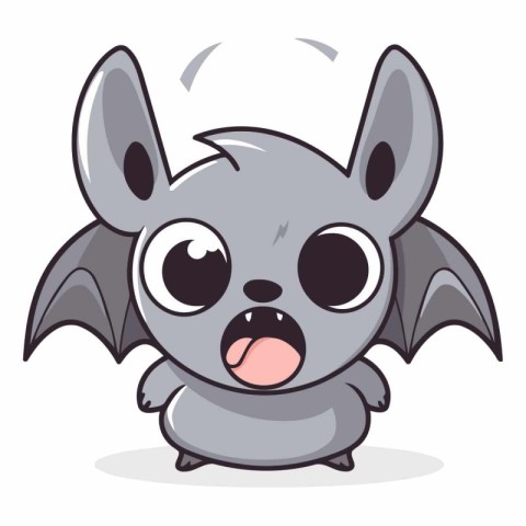 Bat Cute Cartoon Mascot Character Vector Illustration Isolated