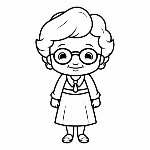 cute grandmother with glasses cartoon vector illustration graphi