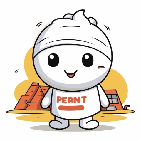 Cartoon character of a construction worker in a white uniform.