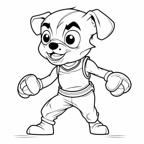 Cartoon illustration of dog boxer. Coloring book for children.