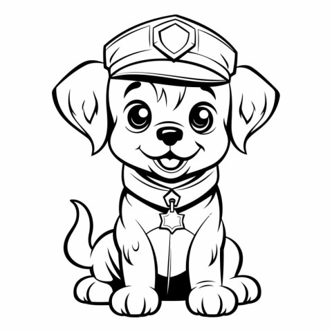 Cute cartoon dog in the form of a police officer.