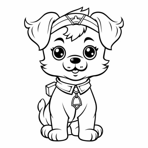 Coloring Page Outline Of Cute Puppy.