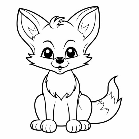 Cute cartoon fox - Coloring book for children