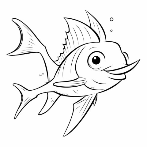 Cartoon Illustration of Fish or Sea Animal Character for Colorin