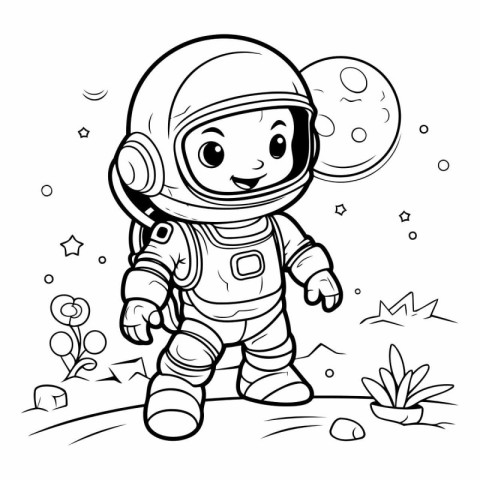 Coloring book for children: Astronaut in space