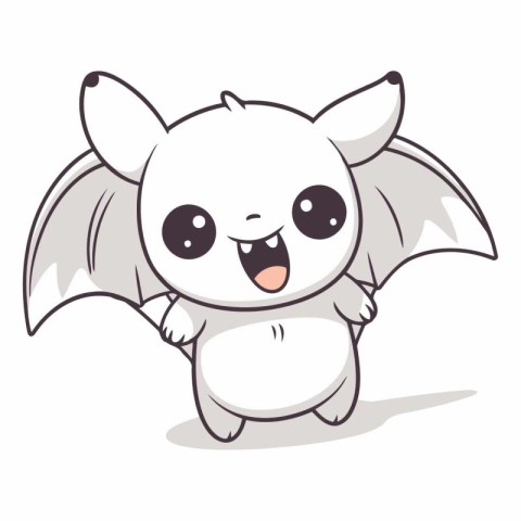 Cute cartoon flying bat isolated on white background.