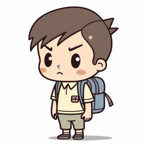 Boy with backpack - Cute Cartoon Schoolboy Vector Illustration.