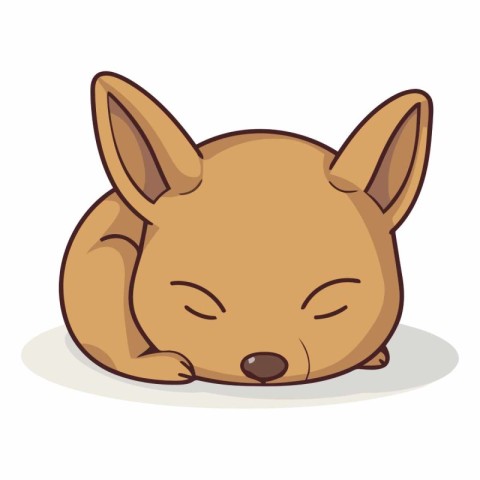 Cute little dog sleeping on white background in cartoon style.