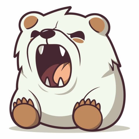 Illustration of a Cute Polar Bear Crying on White Background