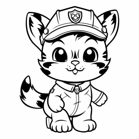 Black and White Cartoon Illustration of Cute Cat Animal Characte